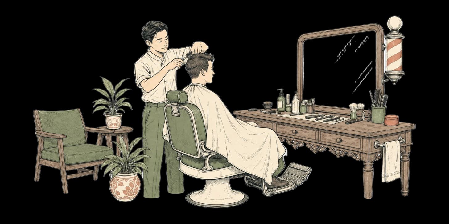 Un móvil mostrando una foto de corte de pelo junto a guías de maquinilla numeradas, los traductores universales de la barbería