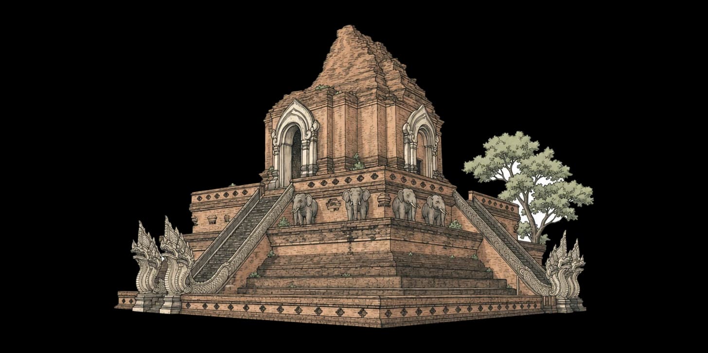 Wat Chedi Luang : le grand chedi en ruine au cœur de la vieille ville