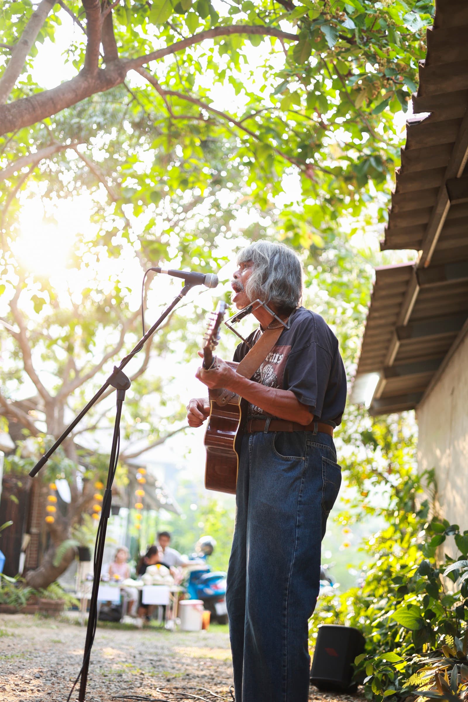 Acoustic music in the garden during a community evening